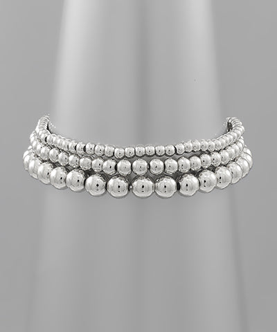 3 Row Metal Ball Bracelet