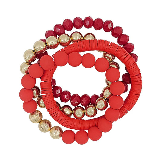 Set of 4 Stretch Bracelet red