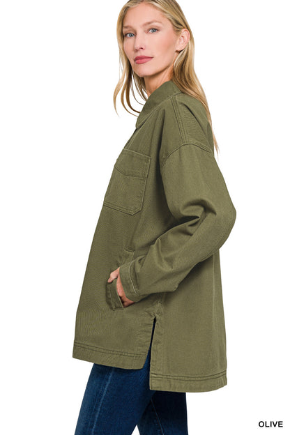 Olive Oversized Denim Shacket