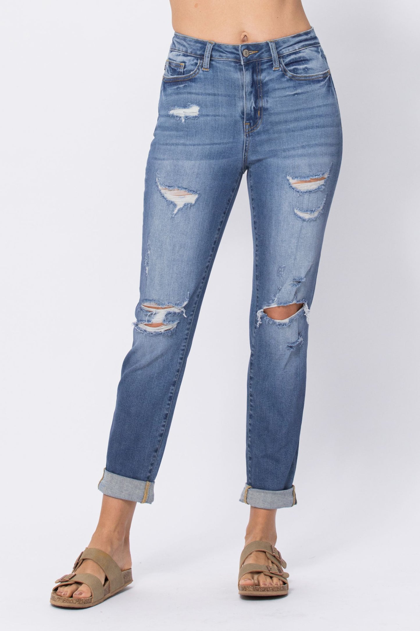 Judy Blue "Erika" High Rise Cuffed Boyfriend Jean