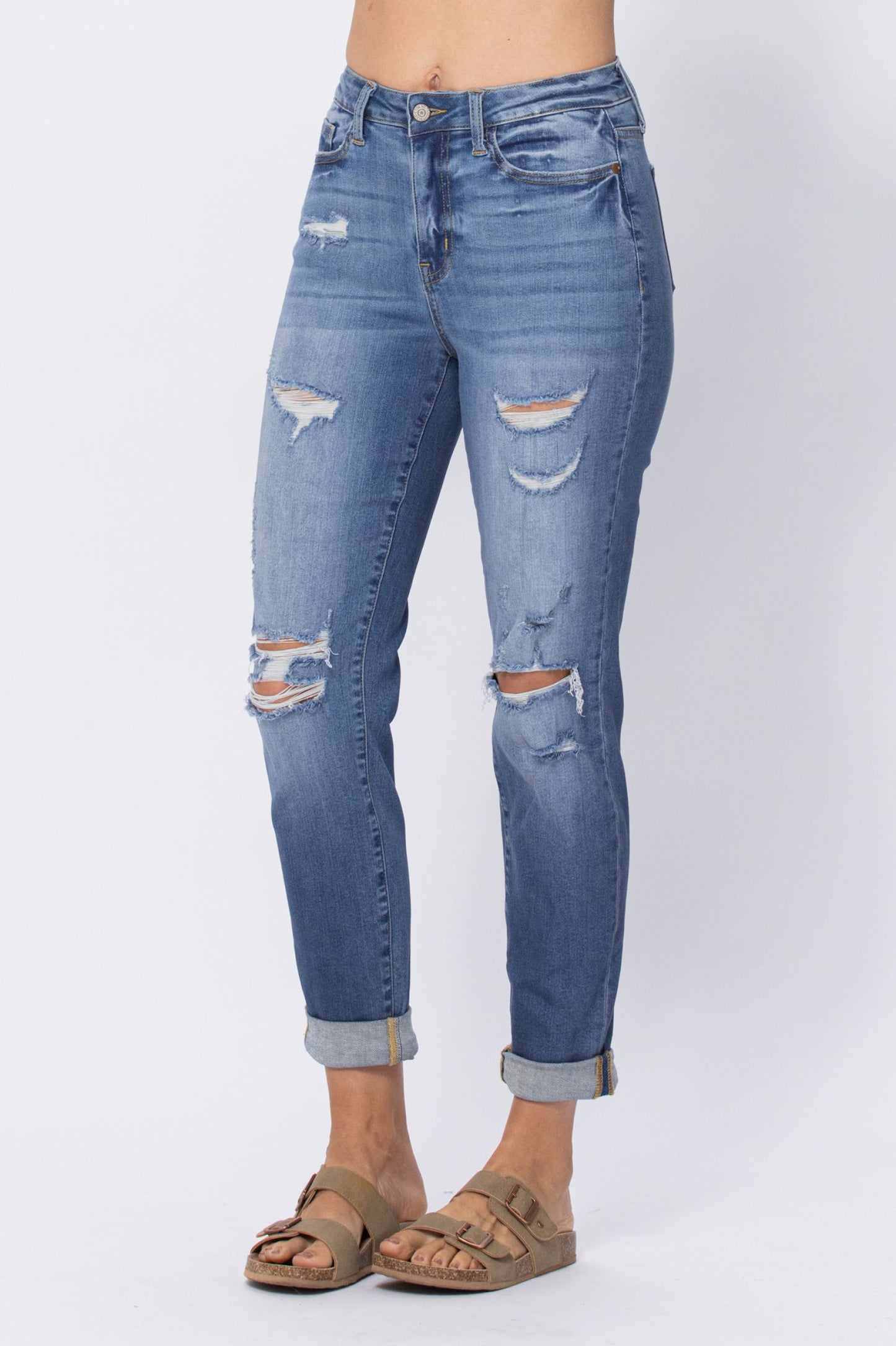 Judy Blue "Erika" High Rise Cuffed Boyfriend Jean