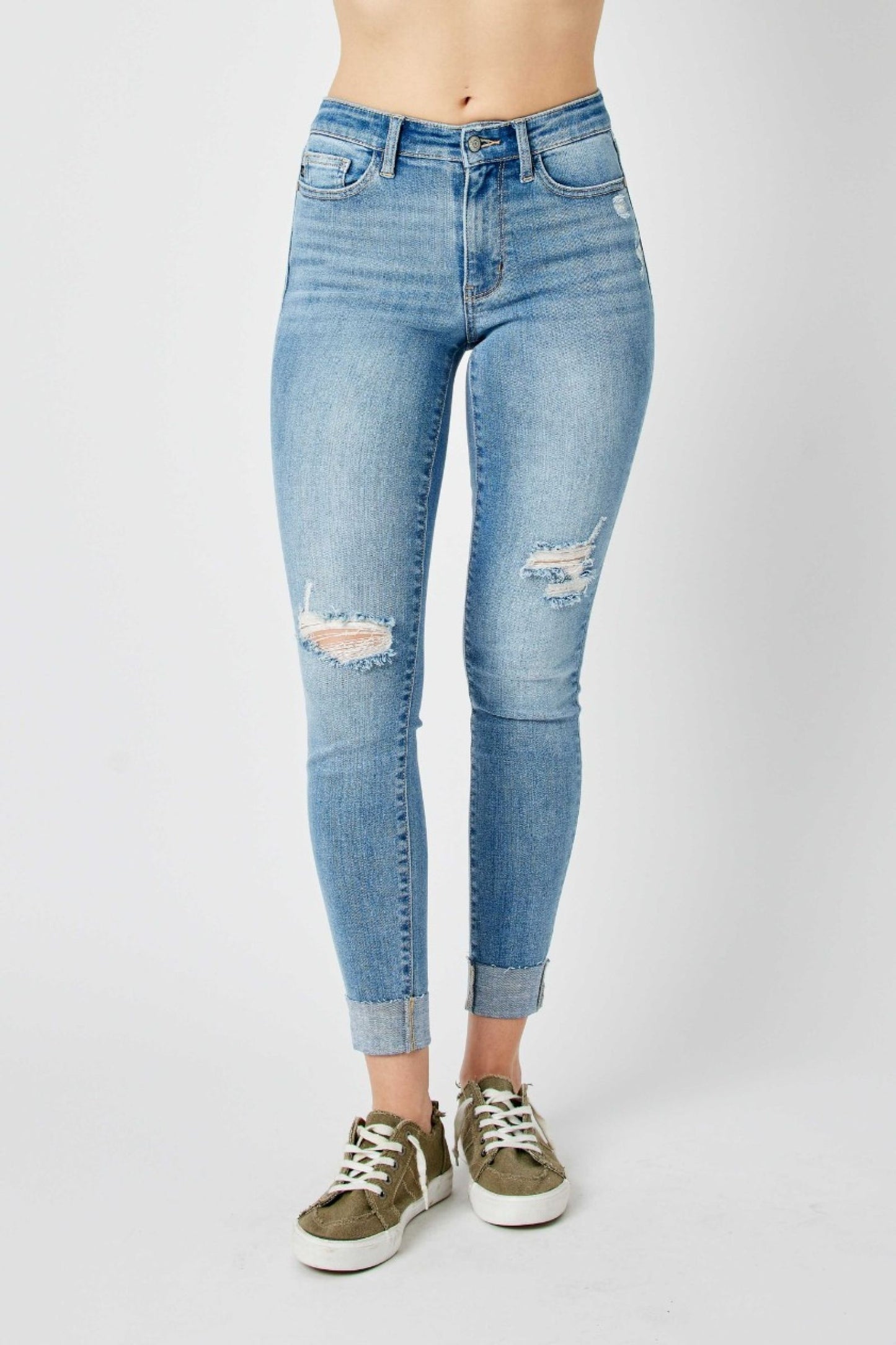 Judy Blue "Morgan" Destroyed & Cuff Skinny Jean