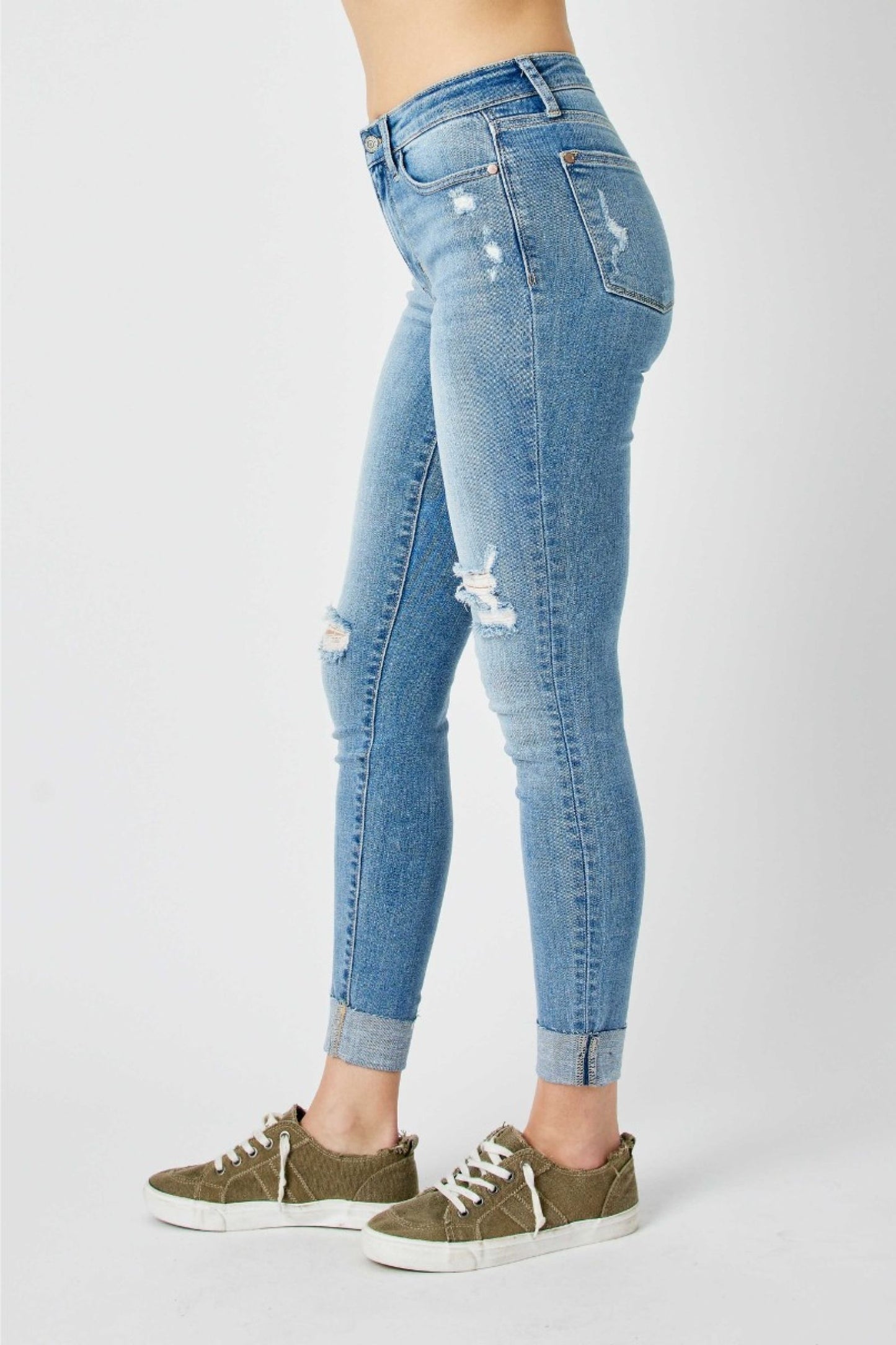 Judy Blue "Morgan" Destroyed & Cuff Skinny Jean