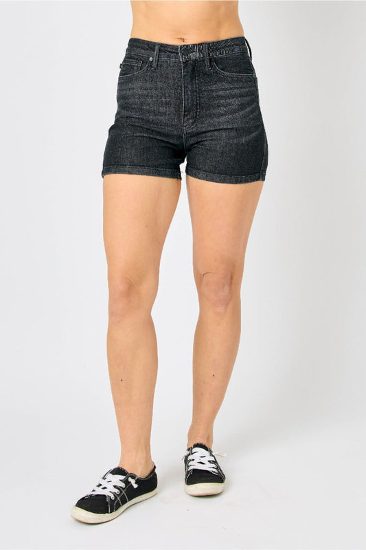 Judy Blue High Waist Tummy Control Washed Black Short