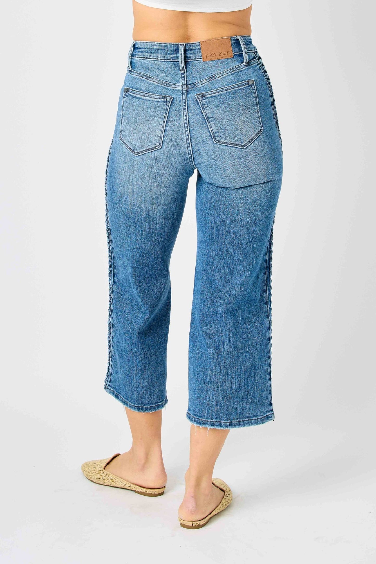 Judy Blue "Nikki" High Waist Side Detail Crop Wide Leg Jean