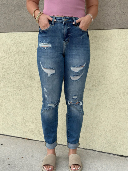 Judy Blue "Erika" High Rise Cuffed Boyfriend Jean