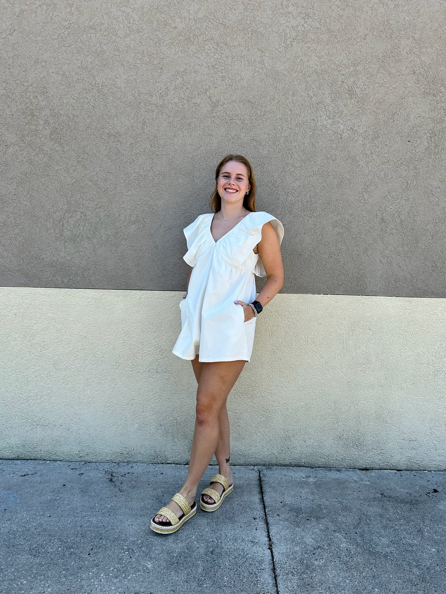 Ruffle Sleeve Romper