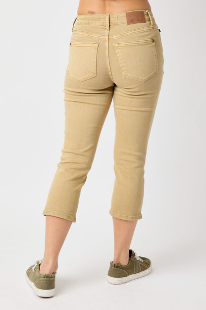 Judy Blue Mid Rise Capri Khaki