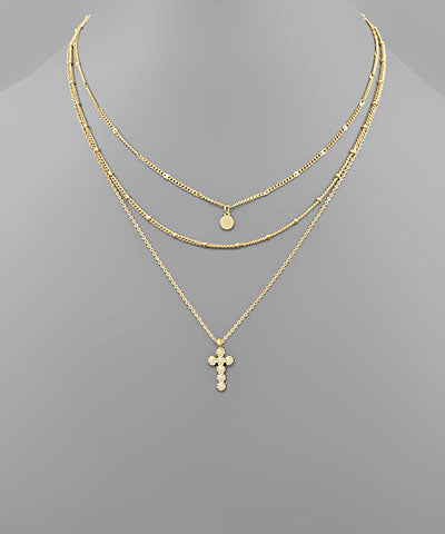 3 Layer Cross Necklace