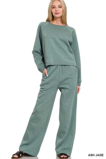 Fleece raglan sleeve pullover & sweatpants set