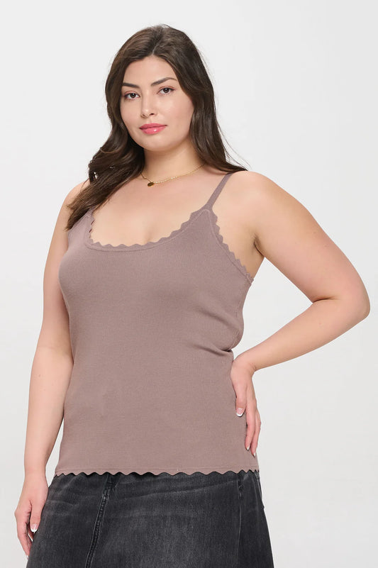 Plus Scallop Edge Tank Top