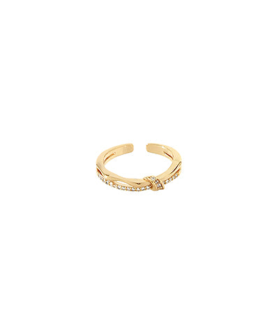 Pave CZ CrissCross Open Ring