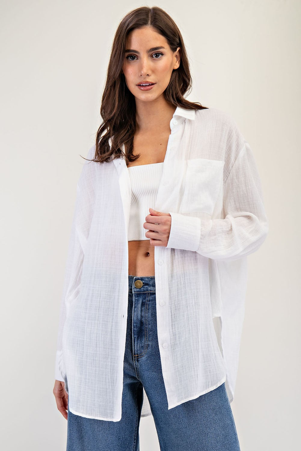 Isla Lightweight Button-Down Shirt