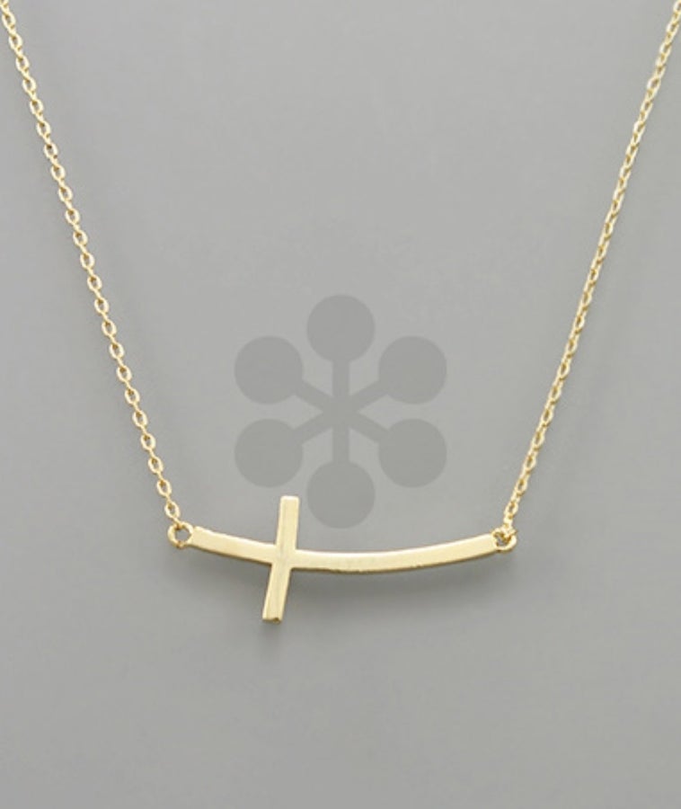 Curved Cross Necklace