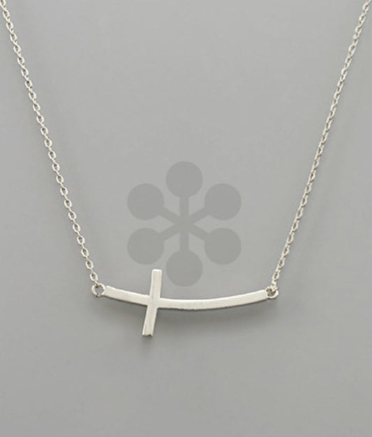 Curved Cross Necklace