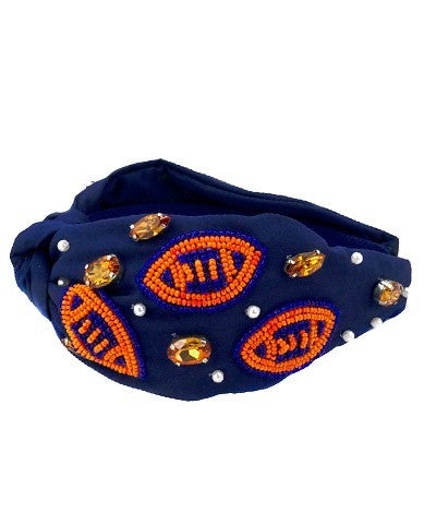 Game Day Football Beaded Headband (4 Colors)