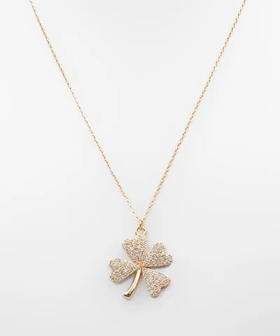 Pave Clover Pendant Necklace